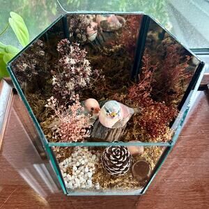 Vintage Terrarium with Moss Composition 6" Glass Planter Decor